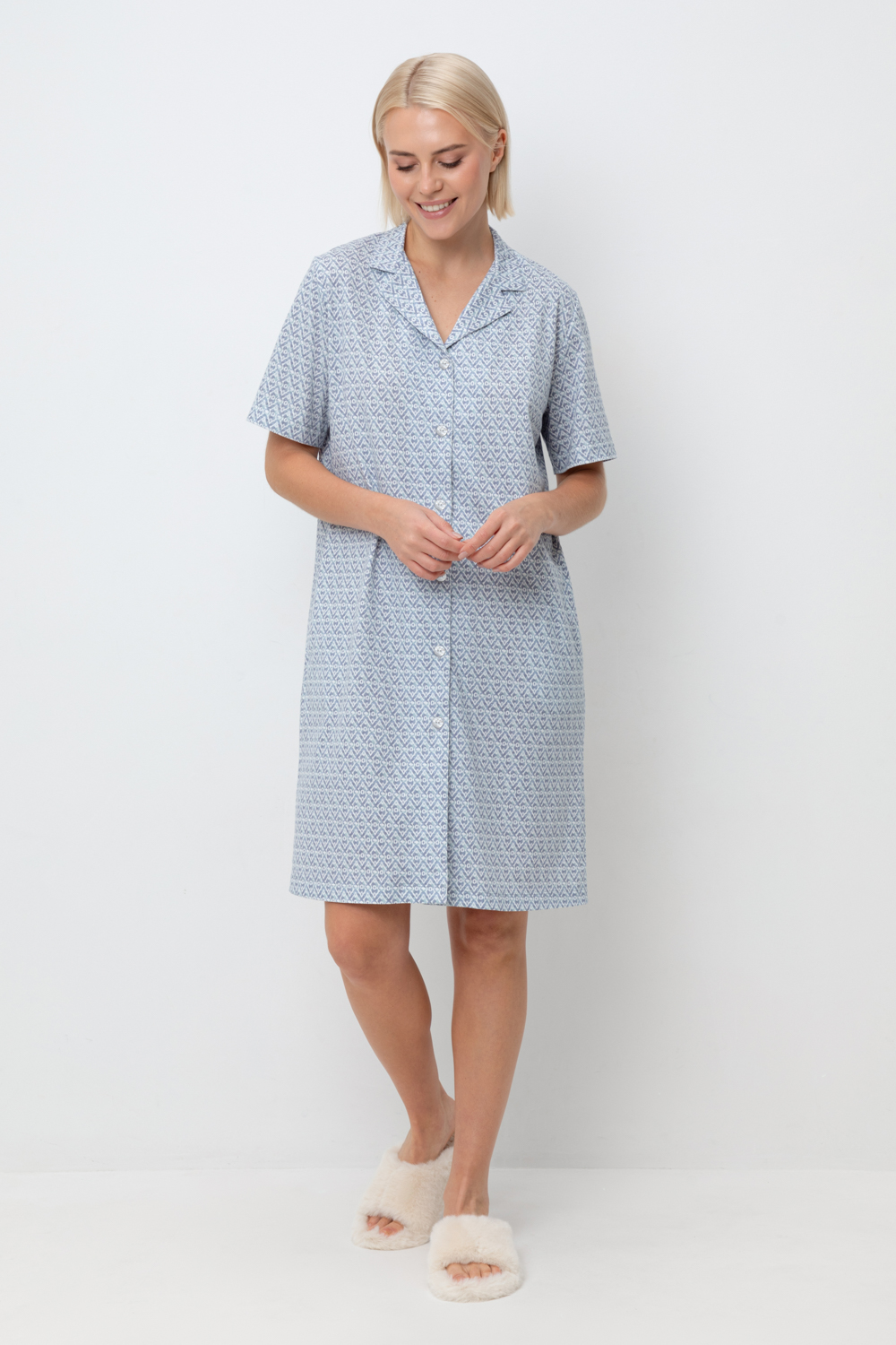 картинка Рубашка-халат из 100% хлопка от магазина Одежда+