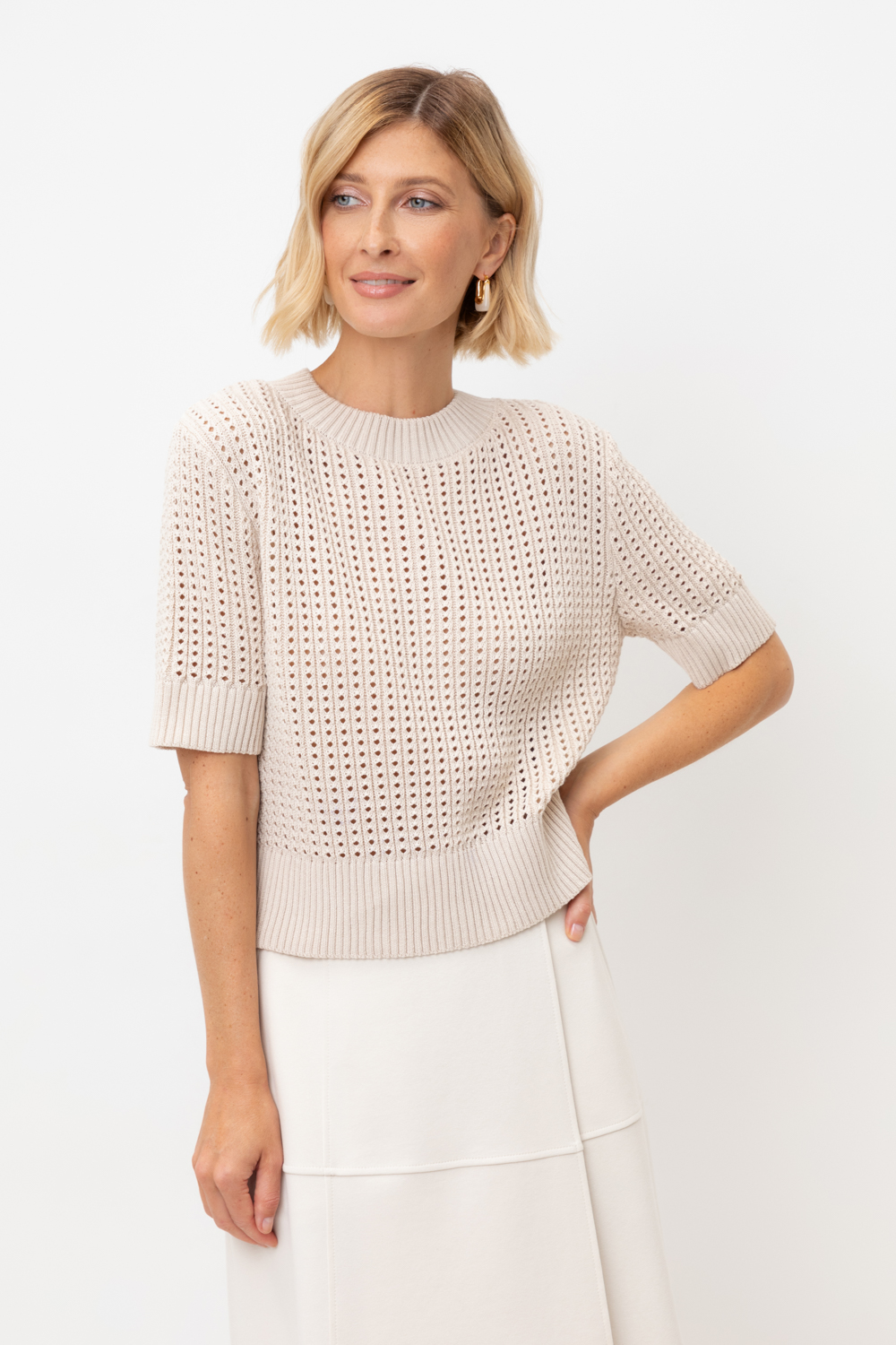 картинка Джемпер с коротким рукавом из итальянского хлопка от магазина Одежда+