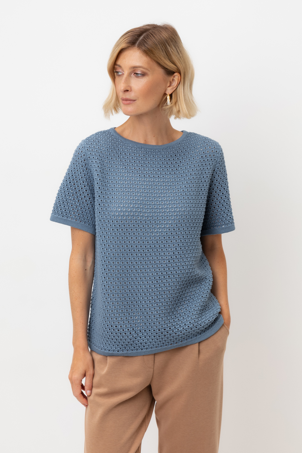 картинка Джемпер с коротким рукавом из итальянского хлопка от магазина Одежда+