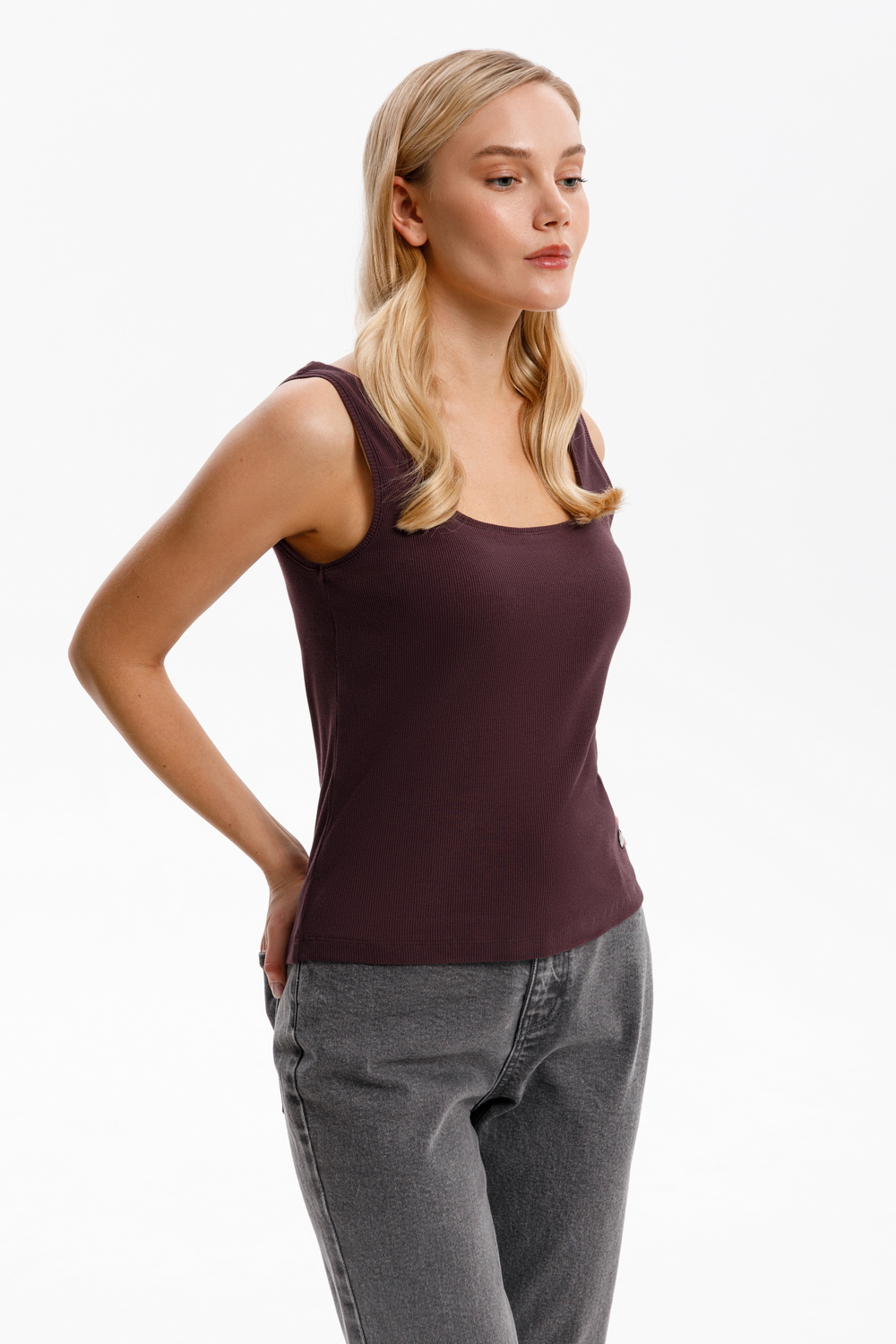 картинка Топ из эластичного трикотажа в рубчик от магазина Одежда+