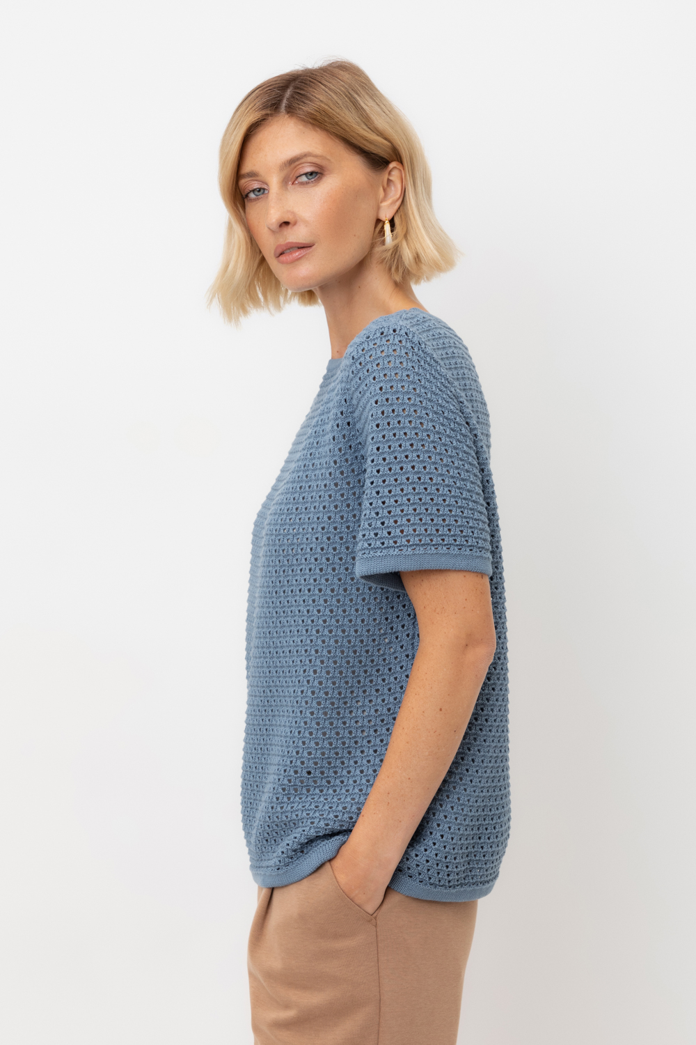 картинка Джемпер с коротким рукавом из итальянского хлопка от магазина Одежда+