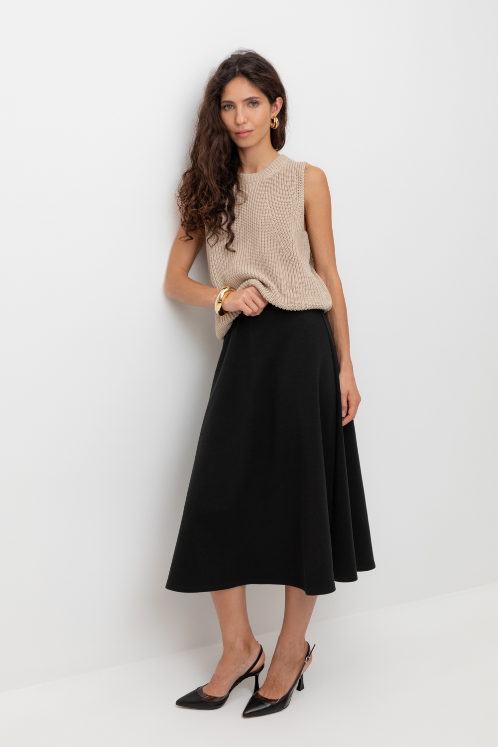 картинка Расклешенная юбка из премиального трикотажа от магазина Одежда+