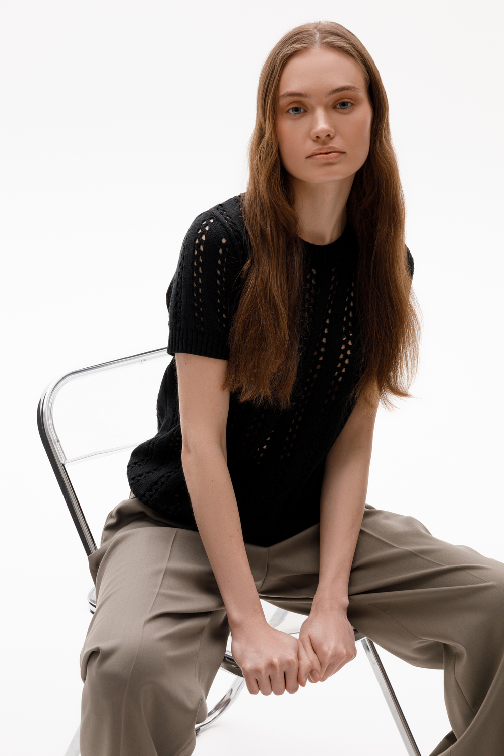 картинка Джемпер с коротким рукавом из итальянской пряжи от магазина Одежда+