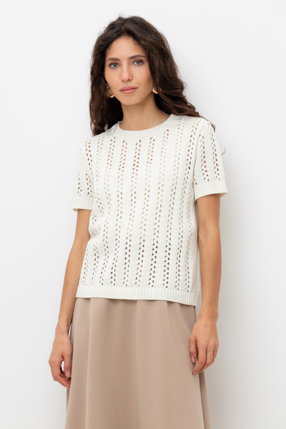 картинка Джемпер с коротким рукавом из итальянской пряжи от магазина Одежда+