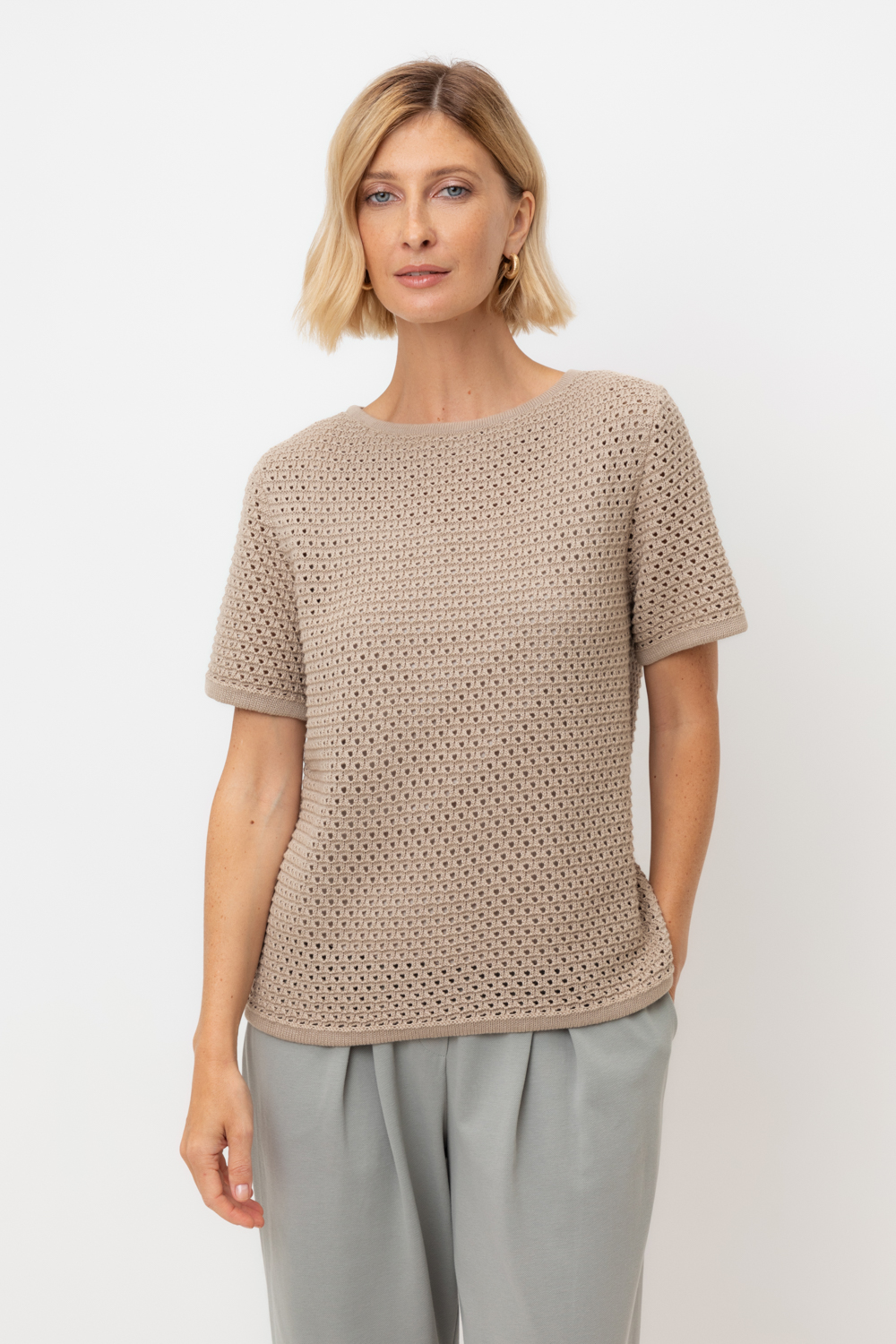 картинка Джемпер с коротким рукавом из итальянского хлопка от магазина Одежда+