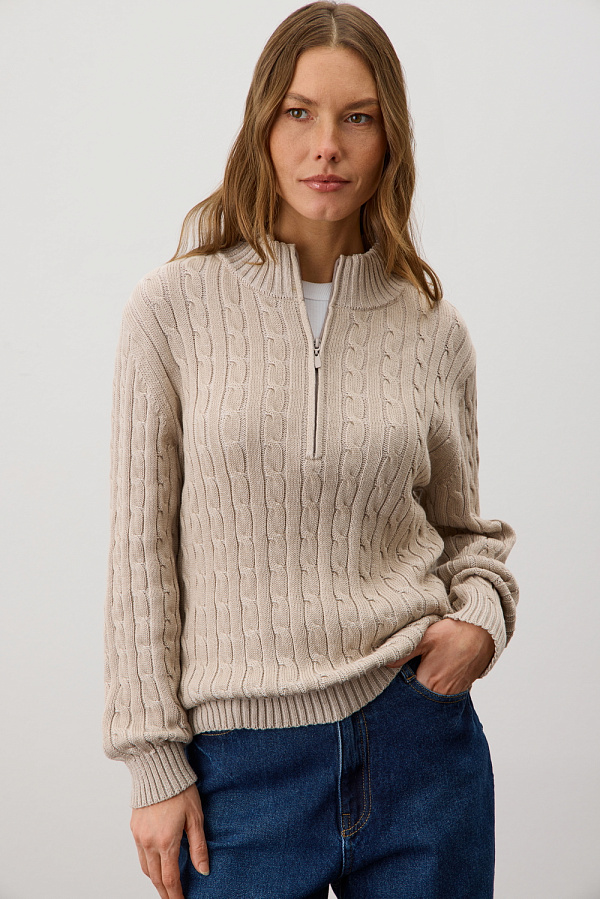 картинка Вязаный джемпер с воротником на молнии от магазина Одежда+
