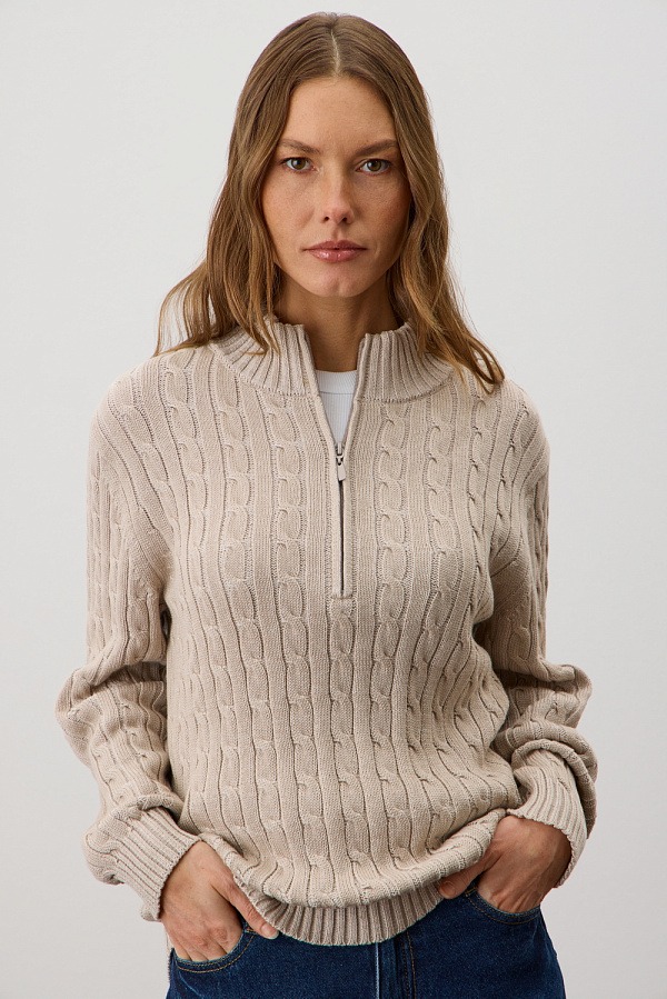 картинка Вязаный джемпер с воротником на молнии от магазина Одежда+