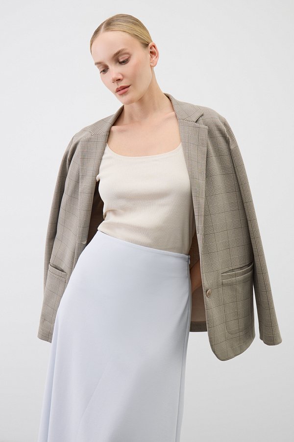 картинка жакет кремовый, клетка глен от магазина Одежда+