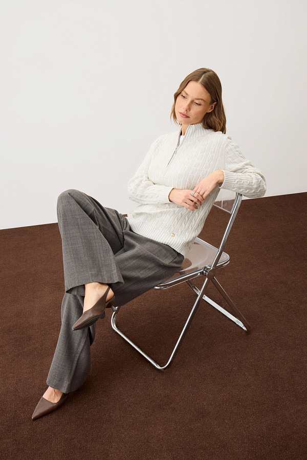 картинка Вязаный джемпер с воротником на молнии от магазина Одежда+