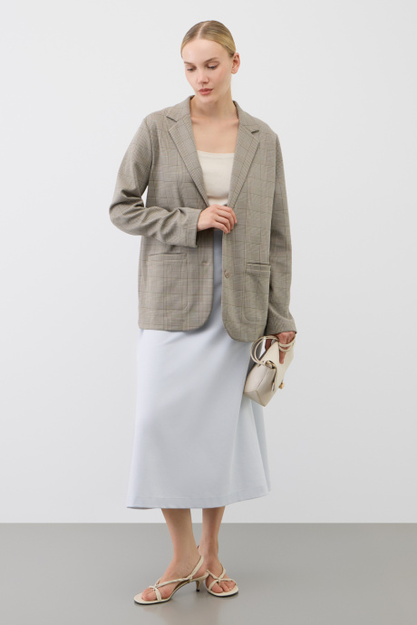 картинка жакет кремовый, клетка глен от магазина Одежда+